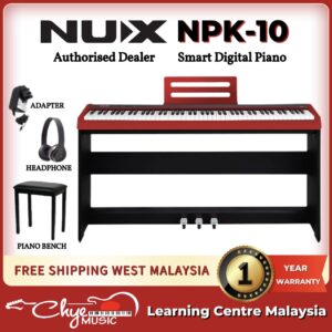 NUX NPK-10 Portable Digital Piano With Wooden Stand (Red)
