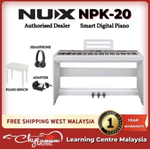 NUX NPK-20 Portable Digital Piano With Wooden Stand (White)