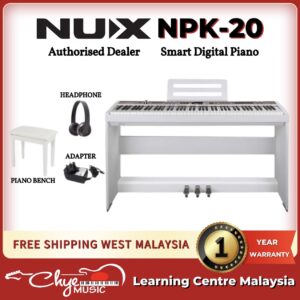 NUX NPK-20 Portable Digital Piano With Wooden Stand (White)